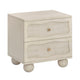 Grappa Whitewashed Wood & Raffia Wavy Nightstand