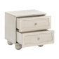 Grappa Whitewashed Wood & Raffia Wavy Nightstand