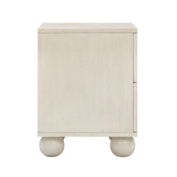 Grappa Whitewashed Wood & Raffia Wavy Nightstand