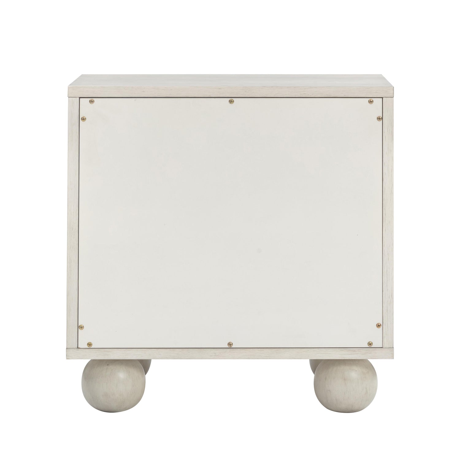 Grappa Whitewashed Wood & Raffia Wavy Nightstand