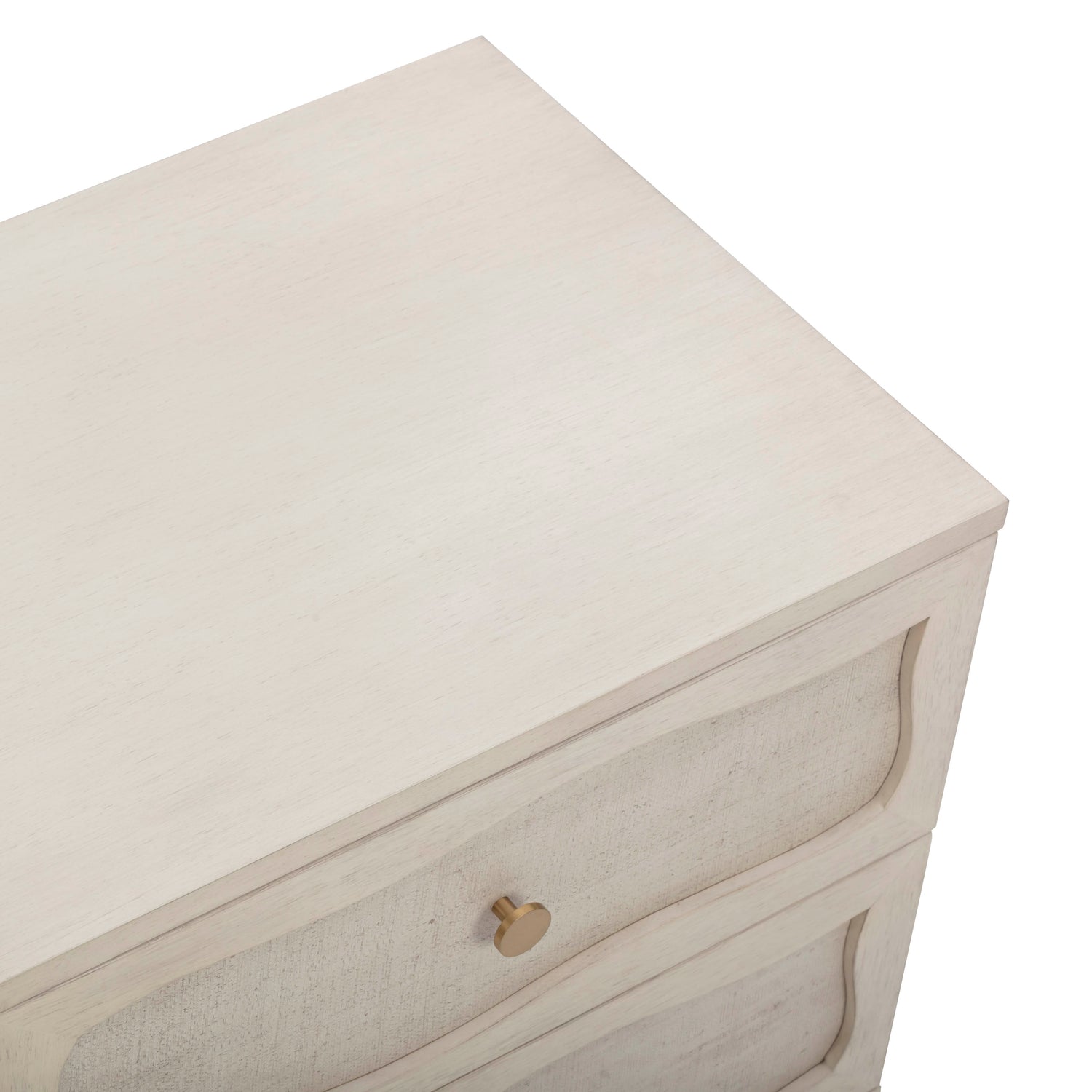 Grappa Whitewashed Wood & Raffia Wavy Nightstand