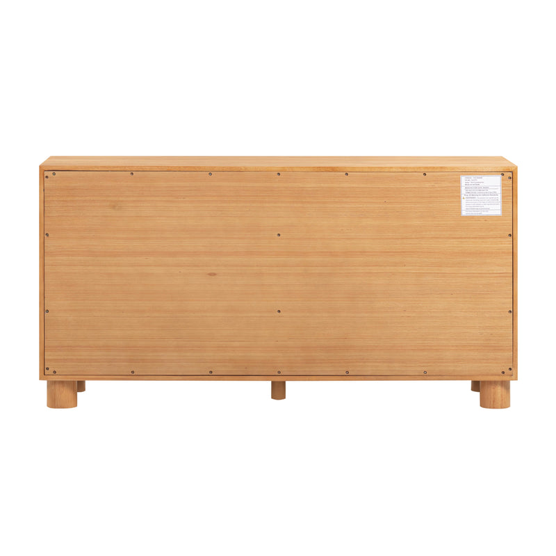 Miles 62" Natural Wood 6-Drawer Dresser