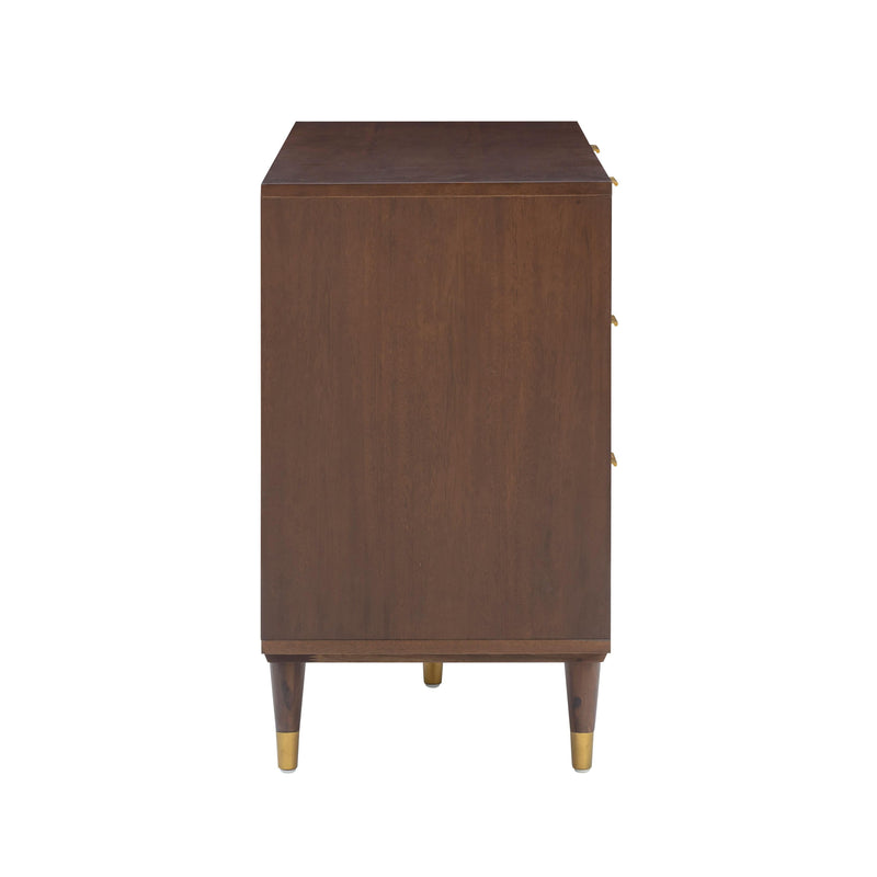 Sierra 60" Cane 6-Drawer Dresser - Dark Brown