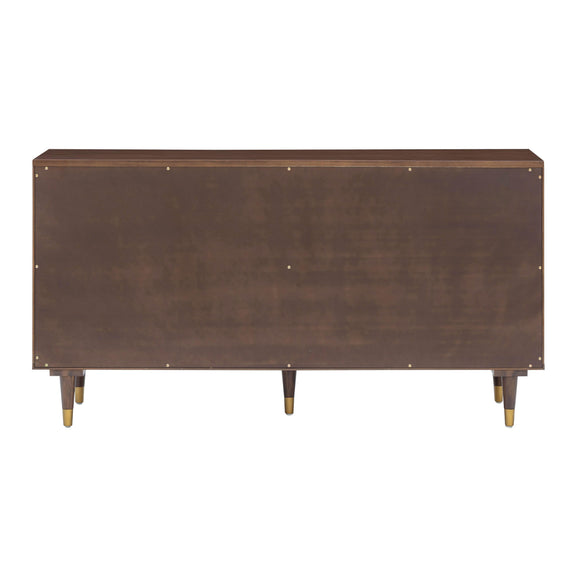 Sierra 60" Cane 6-Drawer Dresser - Dark Brown