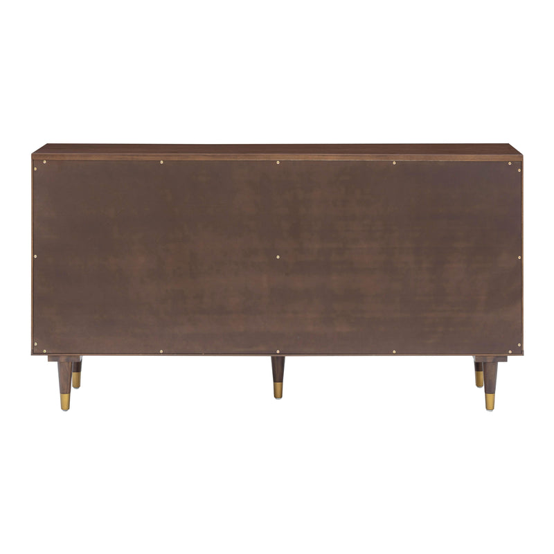 Sierra 60" Cane 6-Drawer Dresser - Dark Brown