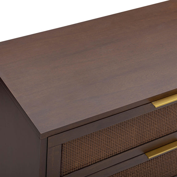 Sierra 60" Cane 6-Drawer Dresser - Dark Brown