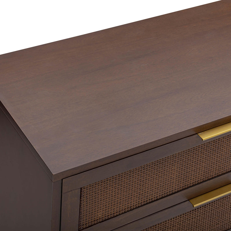 Sierra 60" Cane 6-Drawer Dresser - Dark Brown