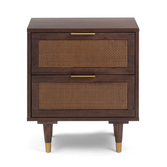 Sierra 22" Cane 2-Drawer Nightstand - Dark Brown
