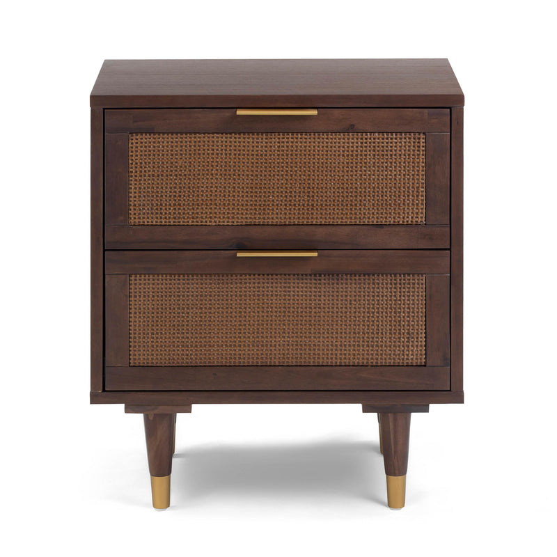Sierra 22" Cane 2-Drawer Nightstand - Dark Brown