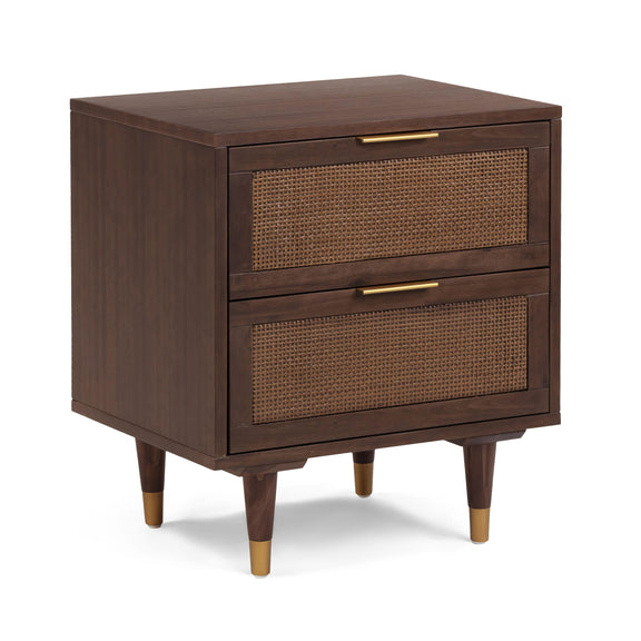 Sierra 22" Cane 2-Drawer Nightstand - Dark Brown