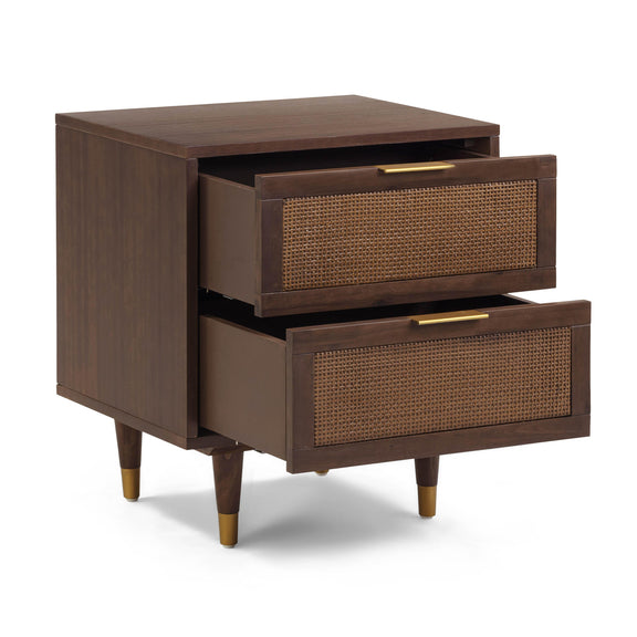 Sierra 22" Cane 2-Drawer Nightstand - Dark Brown
