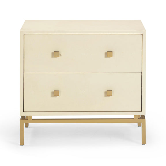 Pesce 25" Faux Shagreen 2-Drawer Nightstand - Cream