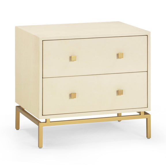 Pesce 25" Faux Shagreen 2-Drawer Nightstand - Cream
