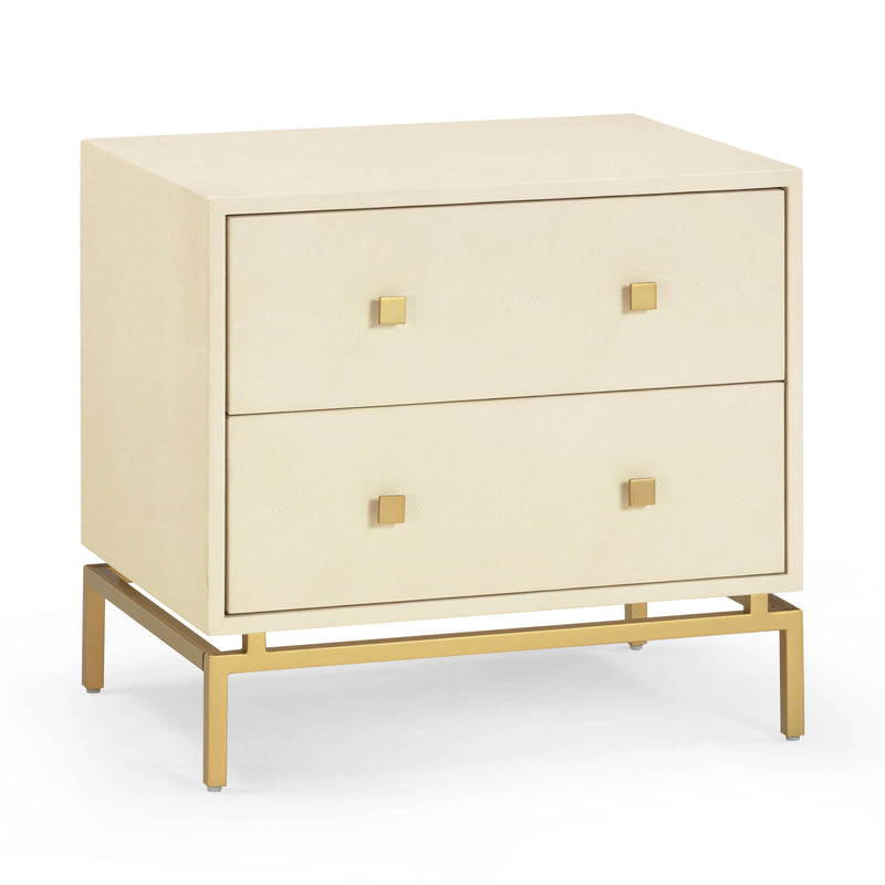 Pesce 25" Faux Shagreen 2-Drawer Nightstand - Cream