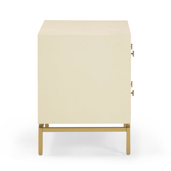 Pesce 25" Faux Shagreen 2-Drawer Nightstand - Cream