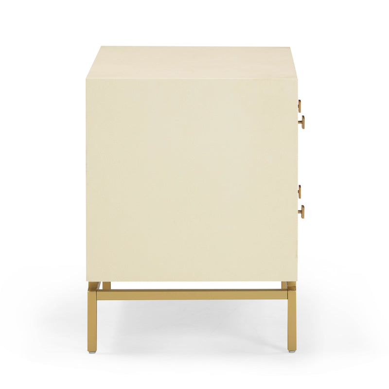 Pesce 25" Faux Shagreen 2-Drawer Nightstand - Cream