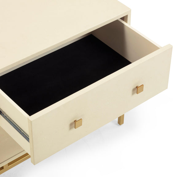 Pesce 25" Faux Shagreen 2-Drawer Nightstand - Cream