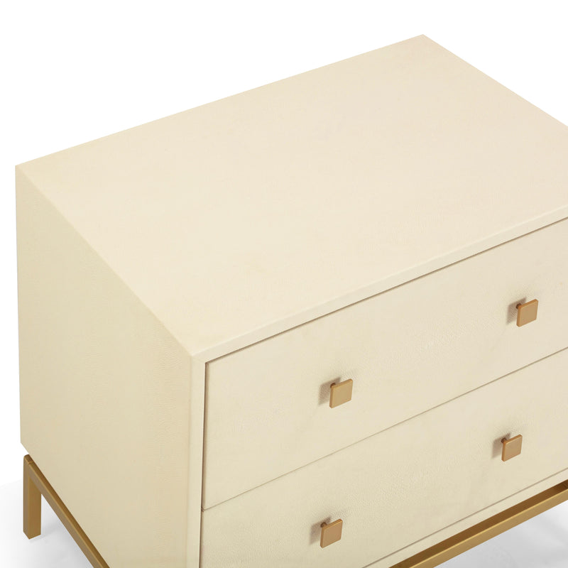 Pesce 25" Faux Shagreen 2-Drawer Nightstand - Cream