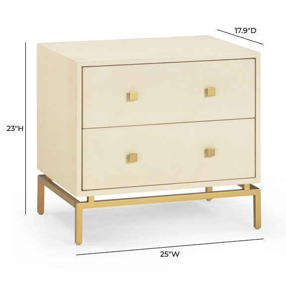Pesce 25" Faux Shagreen 2-Drawer Nightstand - Cream
