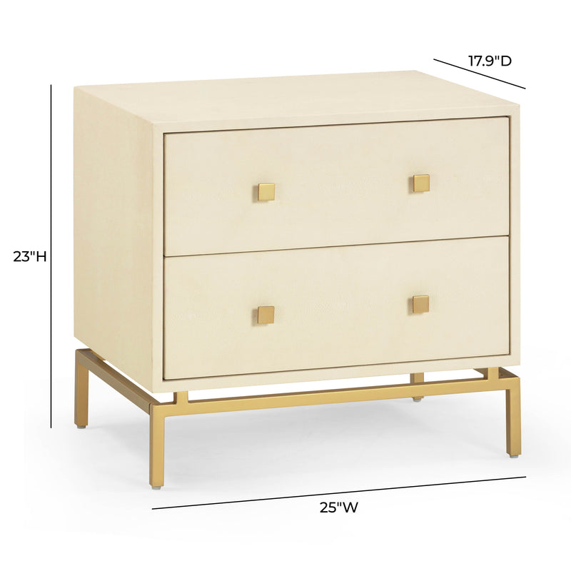 Pesce 25" Faux Shagreen 2-Drawer Nightstand - Cream