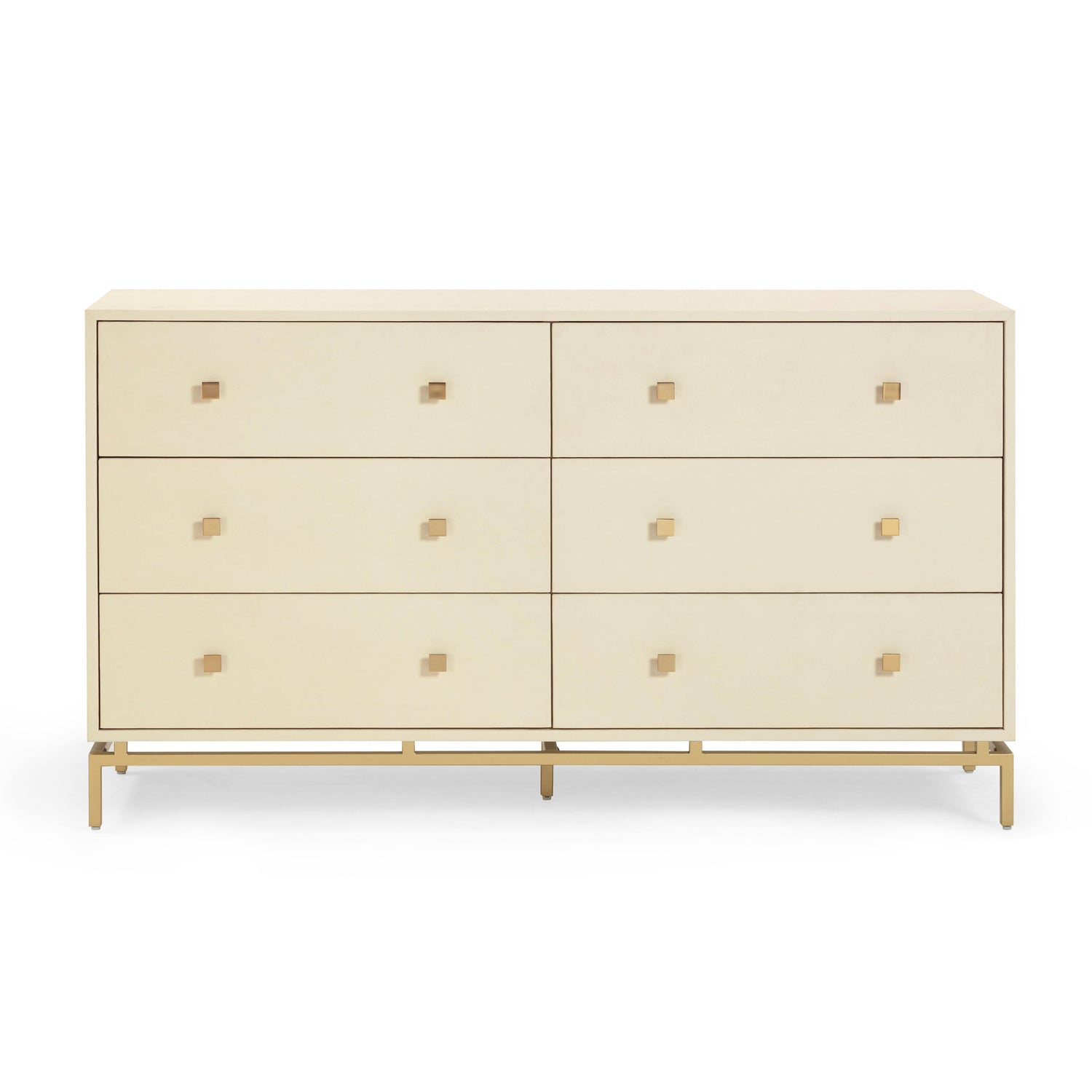 Pesce 57" Faux Shagreen 6-Drawer Dresser - Cream
