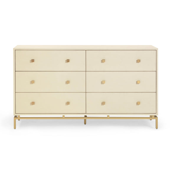 Pesce 57" Faux Shagreen 6-Drawer Dresser - Cream