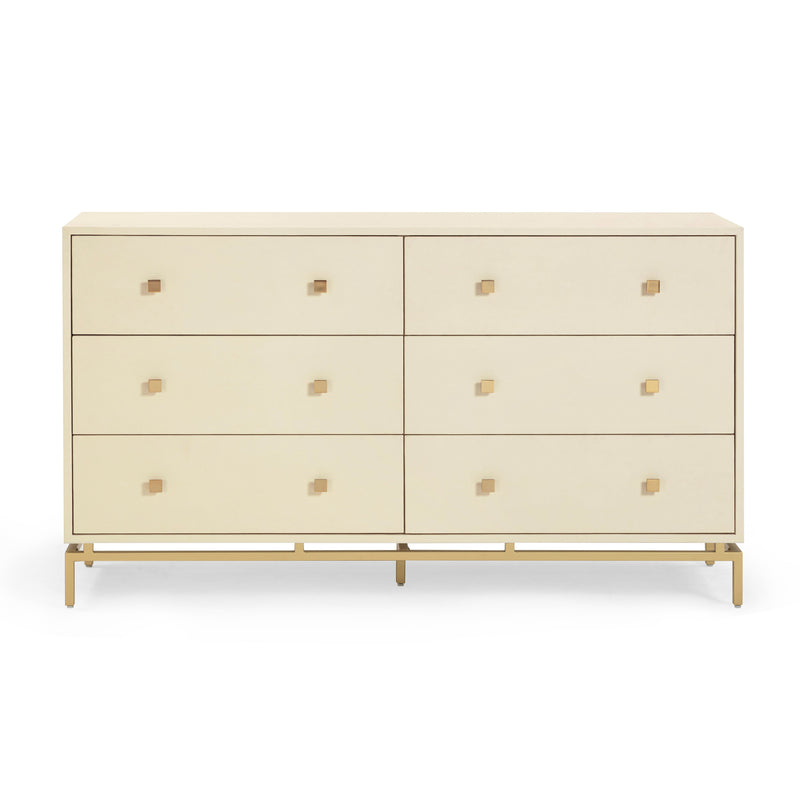 Pesce 57" Faux Shagreen 6-Drawer Dresser - Cream