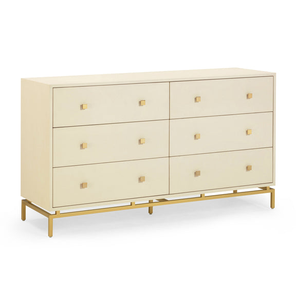 Pesce 57" Faux Shagreen 6-Drawer Dresser - Cream