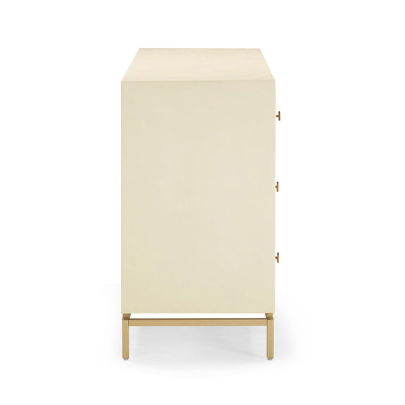 Pesce 57" Faux Shagreen 6-Drawer Dresser - Cream