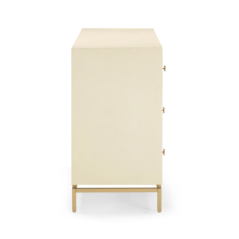 Pesce 57" Faux Shagreen 6-Drawer Dresser - Cream