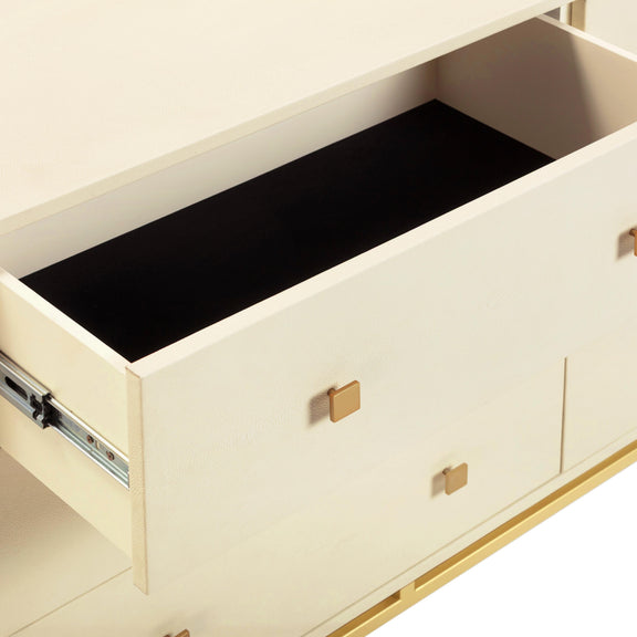 Pesce 57" Faux Shagreen 6-Drawer Dresser - Cream