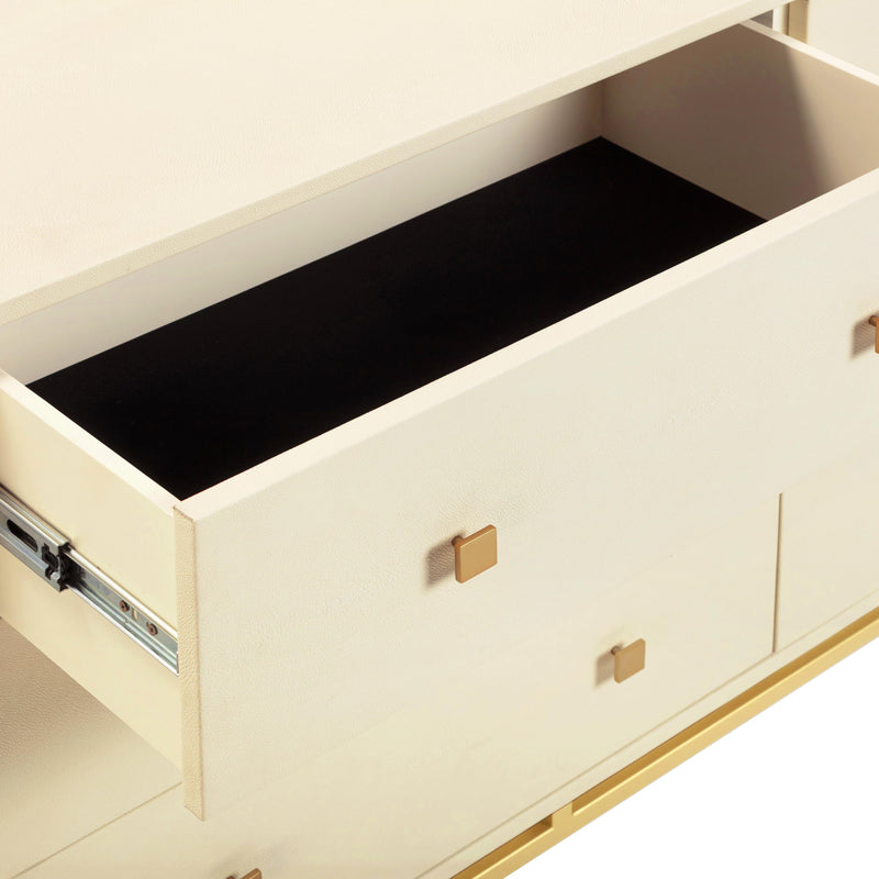 Pesce 57" Faux Shagreen 6-Drawer Dresser - Cream