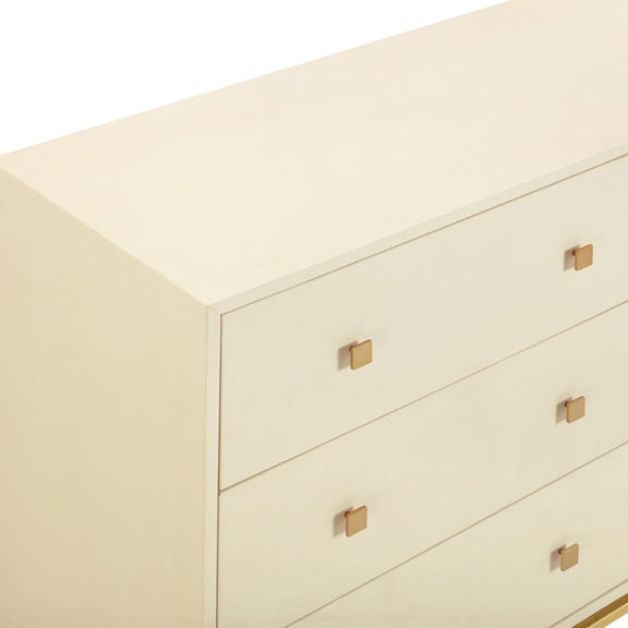 Pesce 57" Faux Shagreen 6-Drawer Dresser - Cream