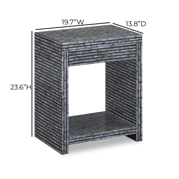 Cassis 20" Mother of Pearl 1-Drawer Nightstand