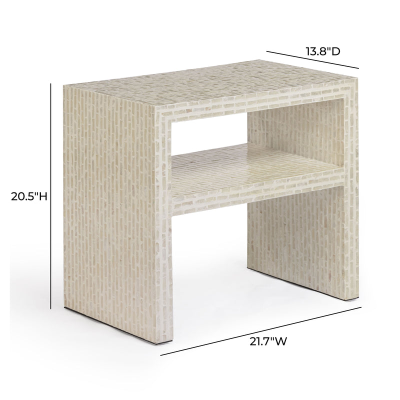 Derry 22" Capiz Shell Nightstand - Cream