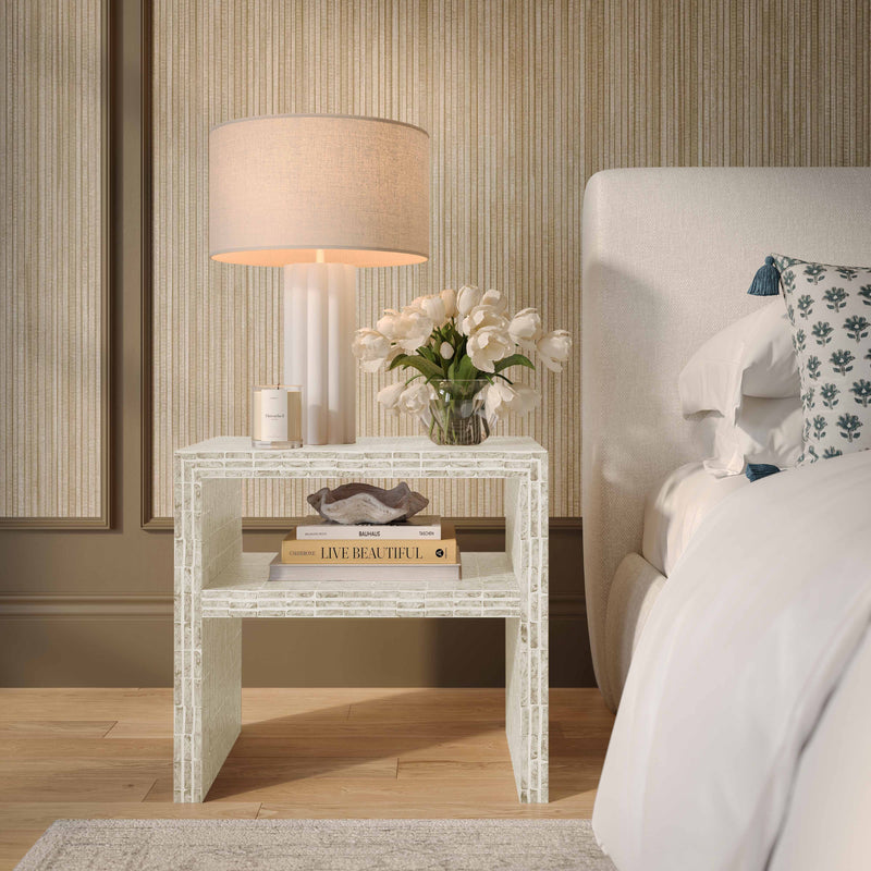 Derry 22" Capiz Shell Nightstand - Cream