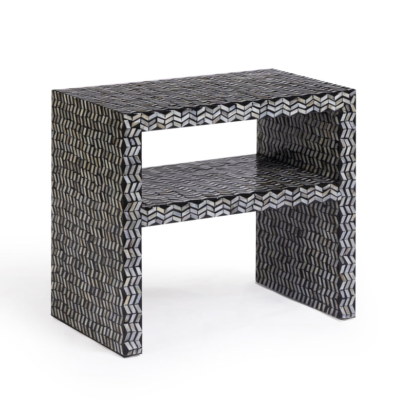 Derry 22" Capiz Shell Nightstand - Black