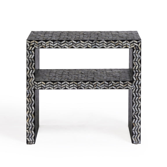 Derry 22" Capiz Shell Nightstand - Black