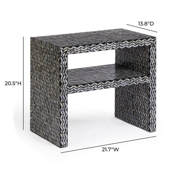 Derry 22" Capiz Shell Nightstand - Black