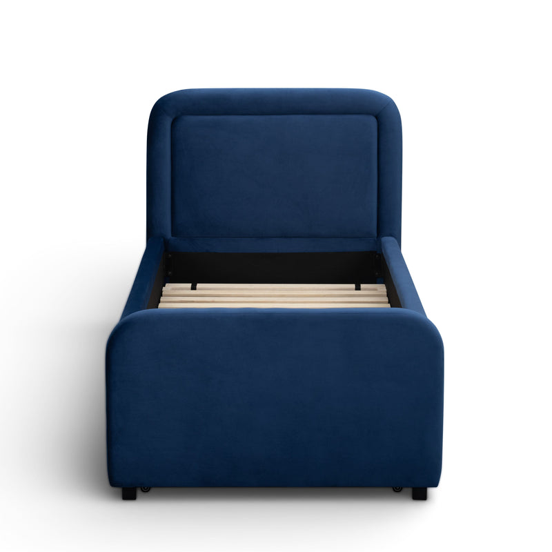 Briella Performance Velvet Trundle Bed in Twin - Navy