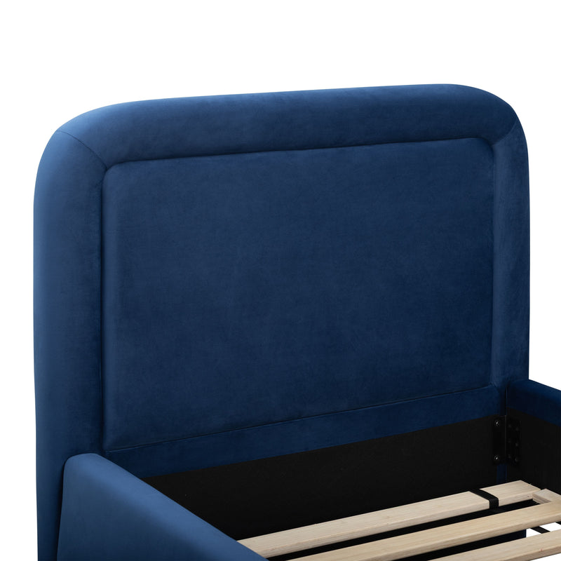 Briella Performance Velvet Trundle Bed in Twin - Navy