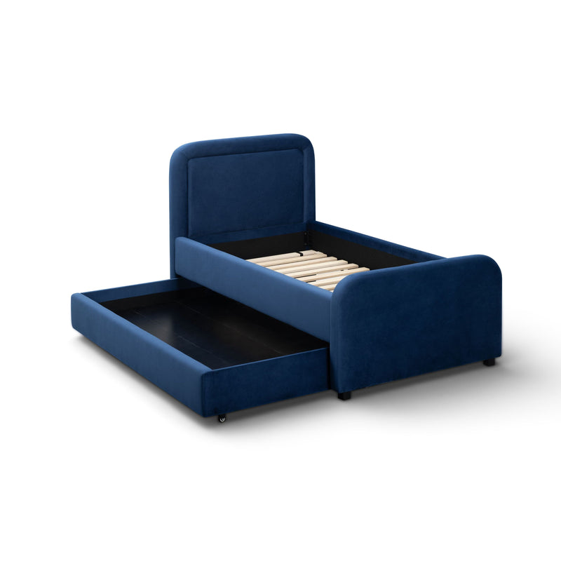 Briella Performance Velvet Trundle Bed in Twin - Navy