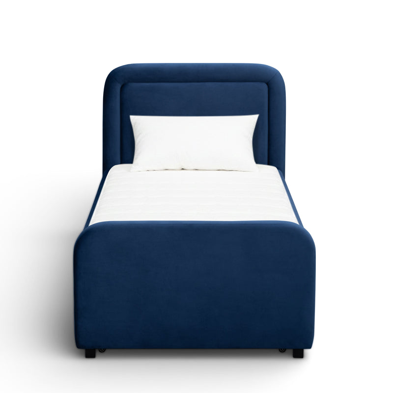 Briella Performance Velvet Trundle Bed in Twin - Navy