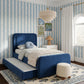Briella Performance Velvet Trundle Bed in Twin - Navy