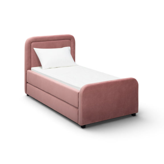 Briella Performance Velvet Trundle Bed in Twin - Salmon