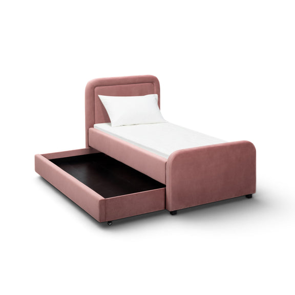 Briella Performance Velvet Trundle Bed in Twin - Salmon