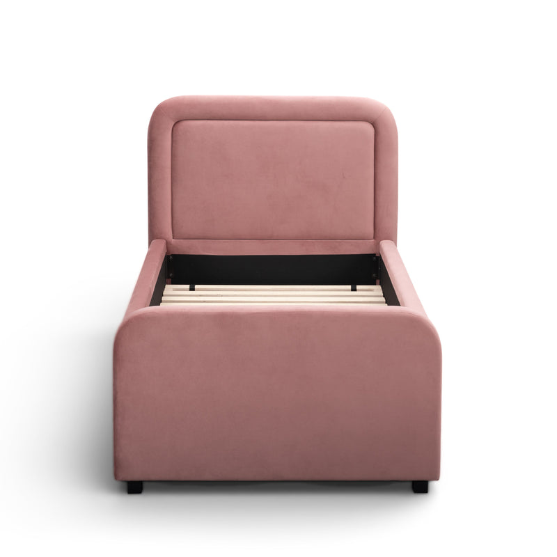 Briella Performance Velvet Trundle Bed in Twin - Salmon