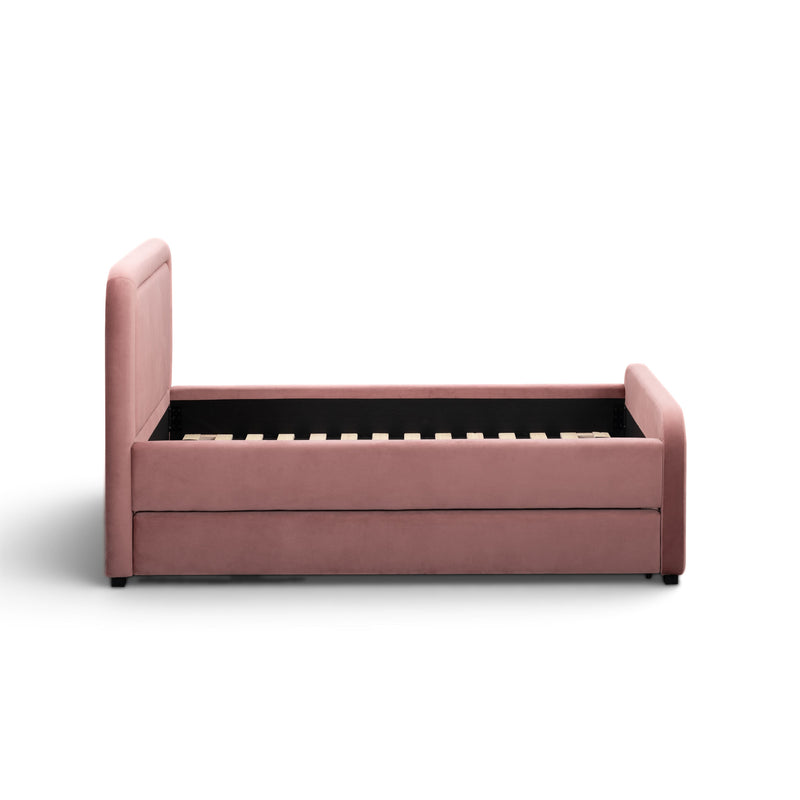 Briella Performance Velvet Trundle Bed in Twin - Salmon