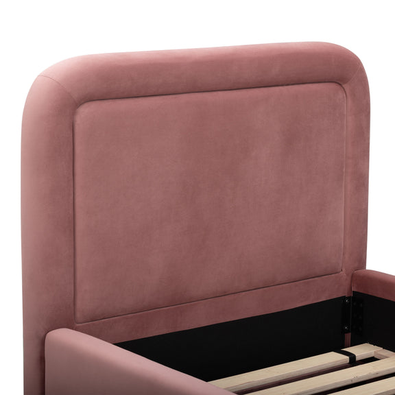 Briella Performance Velvet Trundle Bed in Twin - Salmon