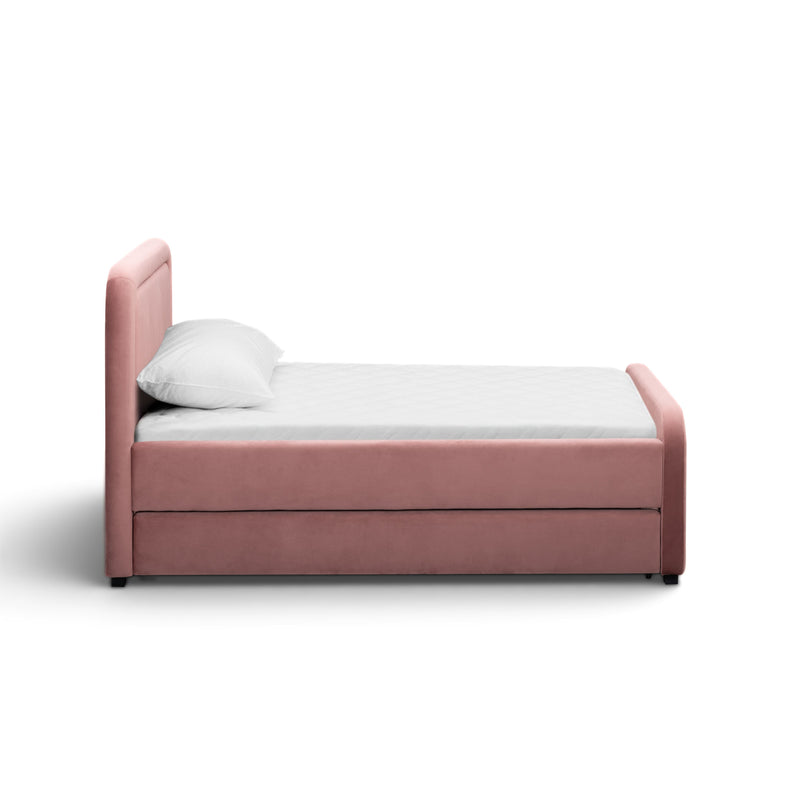 Briella Performance Velvet Trundle Bed in Twin - Salmon